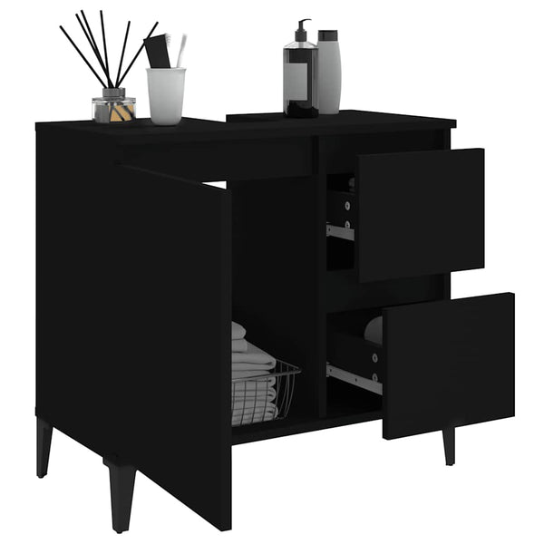 Schwarzer Badezimmerschrank Marituta 65x33x60cm (Holz)