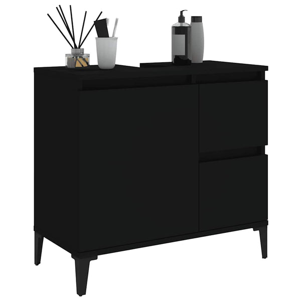 Schwarzer Badezimmerschrank Marituta 65x33x60cm (Holz)