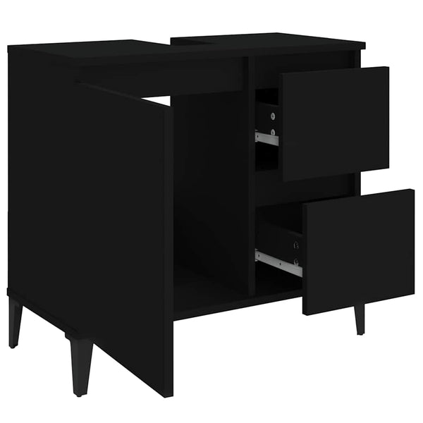 Schwarzer Badezimmerschrank Marituta 65x33x60cm (Holz)