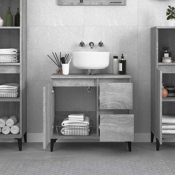 Grauer Badezimmerschrank Marituta 65x33x60cm (Holz)