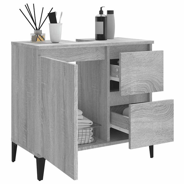 Grauer Badezimmerschrank Marituta 65x33x60cm (Holz)