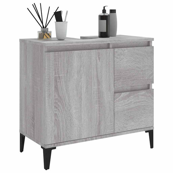 Grauer Badezimmerschrank Marituta 65x33x60cm (Holz)