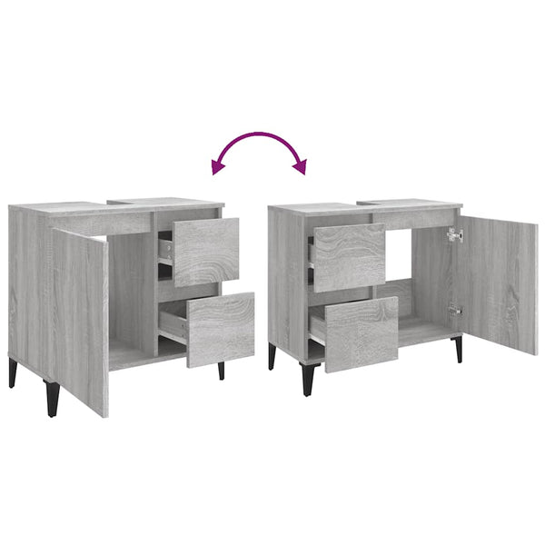 Grauer Badezimmerschrank Marituta 65x33x60cm (Holz)