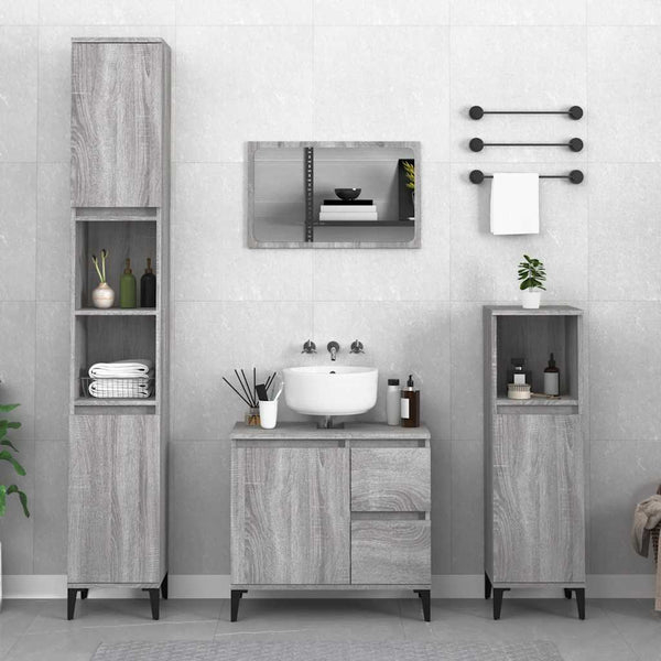 Grauer Badezimmerschrank Marituta 65x33x60cm (Holz)