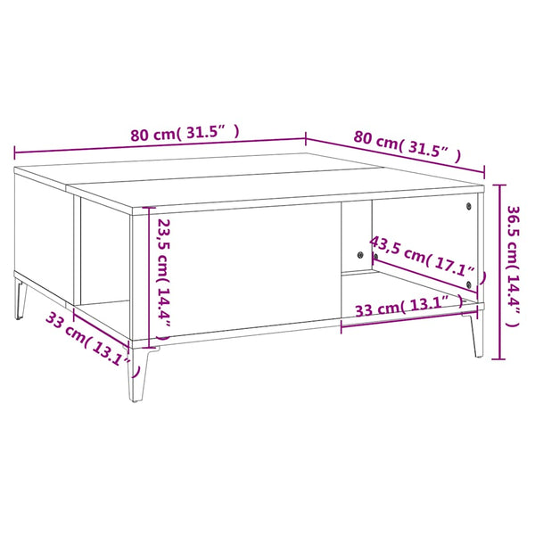 Couchtisch Marnela 80x80x36,5cm (Holz), schwarz