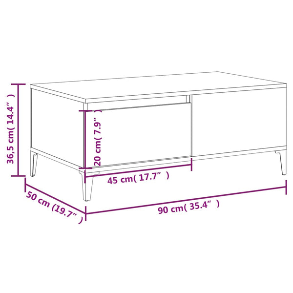 Grauer Couchtisch Shanelle 90x50x36,5cm (Holz)