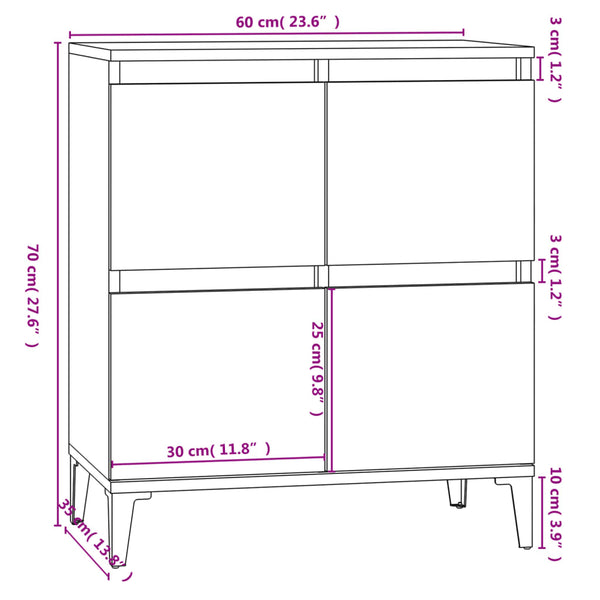 Räuchereiche Sideboard Saviton 60x35x70cm (Holz)