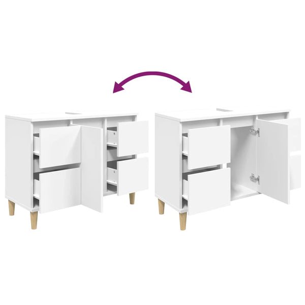 Weißer Waschtischunterschrank Josa 80x33x60cm (Holz)