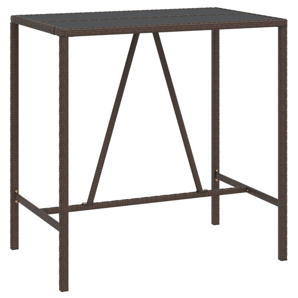 Brauner Bartisch Mihaili 110x70x110cm (mit Glasplatte, Polyrattan)