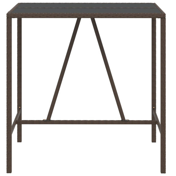 Brauner Bartisch Mihaili 110x70x110cm (mit Glasplatte, Polyrattan)