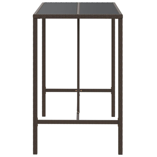 Brauner Bartisch Mihaili 110x70x110cm (mit Glasplatte, Polyrattan)