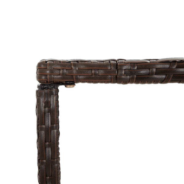 Brauner Bartisch Mihaili 110x70x110cm (mit Glasplatte, Polyrattan)