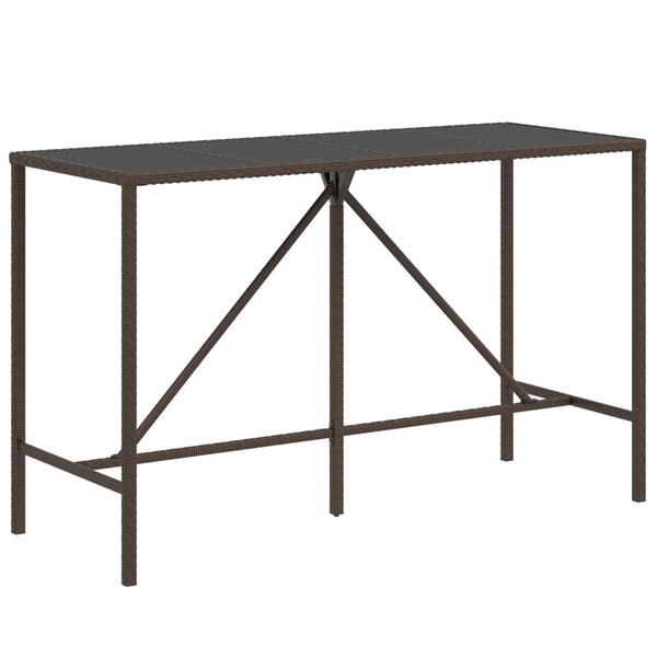Brauner Bartisch Mihaili 180x70x110cm (mit Glasplatte Polyrattan)