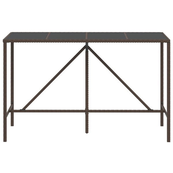 Brauner Bartisch Mihaili 180x70x110cm (mit Glasplatte Polyrattan)