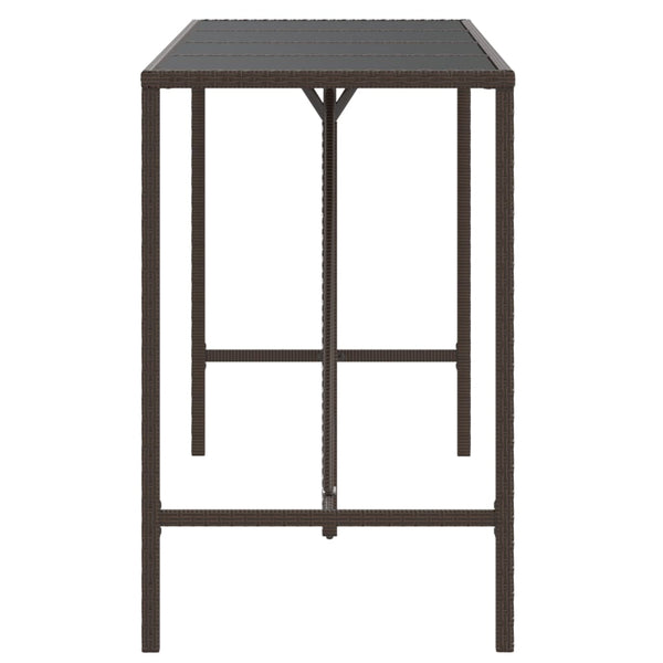 Brauner Bartisch Mihaili 180x70x110cm (mit Glasplatte Polyrattan)