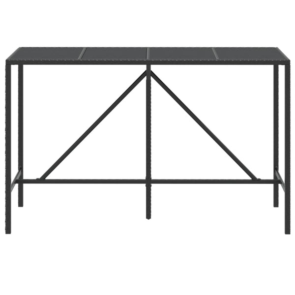 Schwarzer Stehtisch Mihaili 180x70x110cm (mit Glasplatte Polyrattan)