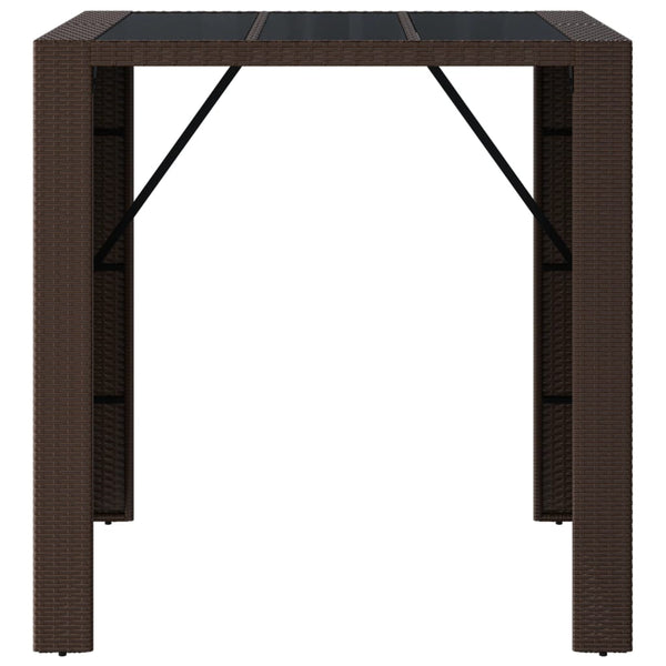 Brauner Bartisch Jenu 105x80x110cm (Polyrattan mit Glasplatte)