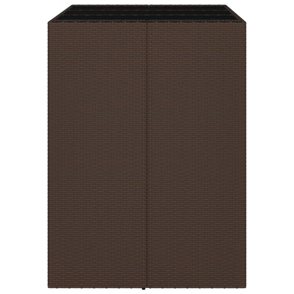 Brauner Bartisch Jenu 105x80x110cm (Polyrattan mit Glasplatte)