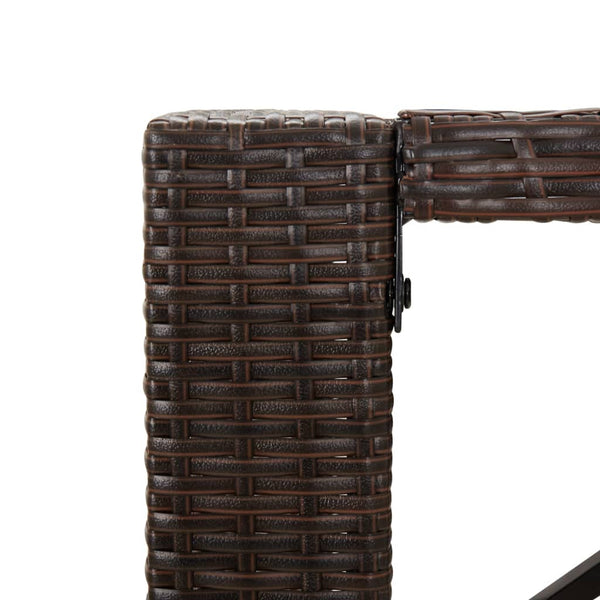 Brauner Bartisch Jenu 105x80x110cm (Polyrattan mit Glasplatte)