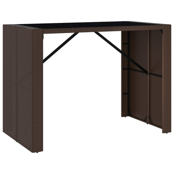 Brauner Bartisch Jenu 145x80x110cm (mit Glasplatte Polyrattan)