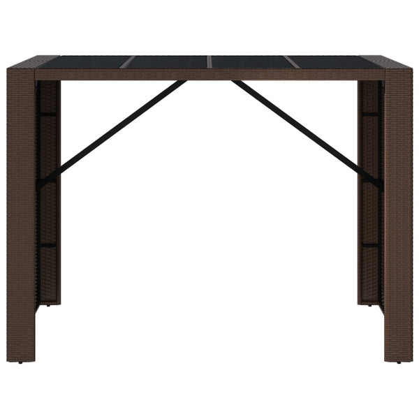 Brauner Bartisch Jenu 145x80x110cm (mit Glasplatte Polyrattan)