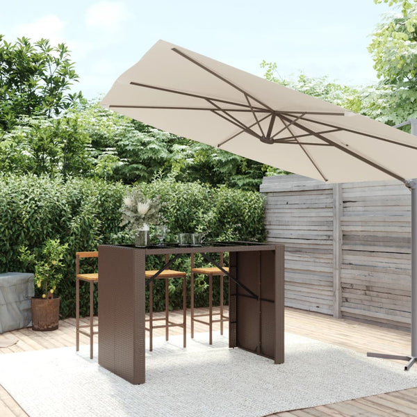 Brauner Bartisch Jenu 145x80x110cm (mit Glasplatte Polyrattan)