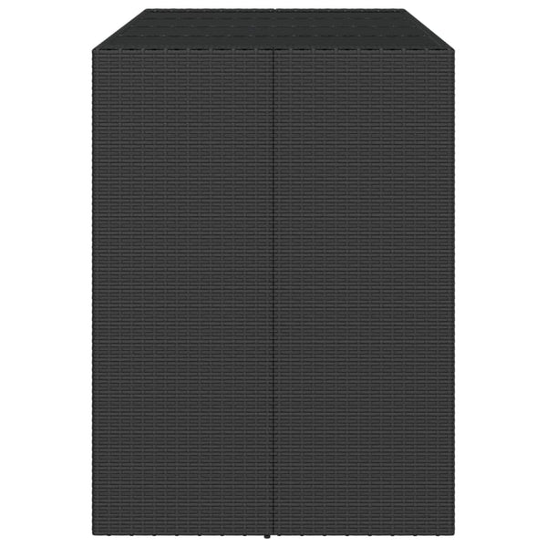 Schwarzer Bartisch Jenu 145x80x110cm (mit Glasplatte Polyrattan)