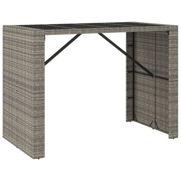 Grauer Bartisch Jenu 145x80x110cm (mit Glasplatte Polyrattan)