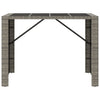 Grauer Bartisch Jenu 145x80x110cm (mit Glasplatte Polyrattan)