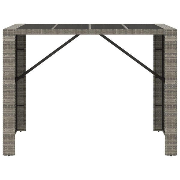 Grauer Bartisch Jenu 145x80x110cm (mit Glasplatte Polyrattan)