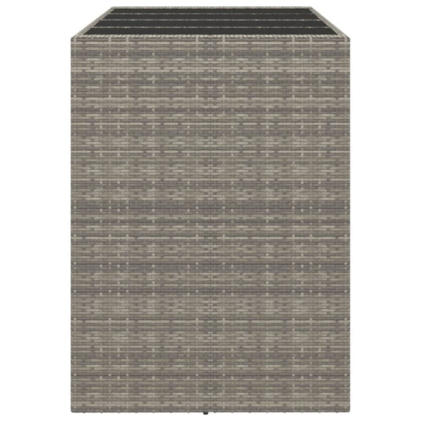 Grauer Bartisch Jenu 145x80x110cm (mit Glasplatte Polyrattan)