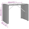 Grauer Bartisch Jenu 145x80x110cm (mit Glasplatte Polyrattan)