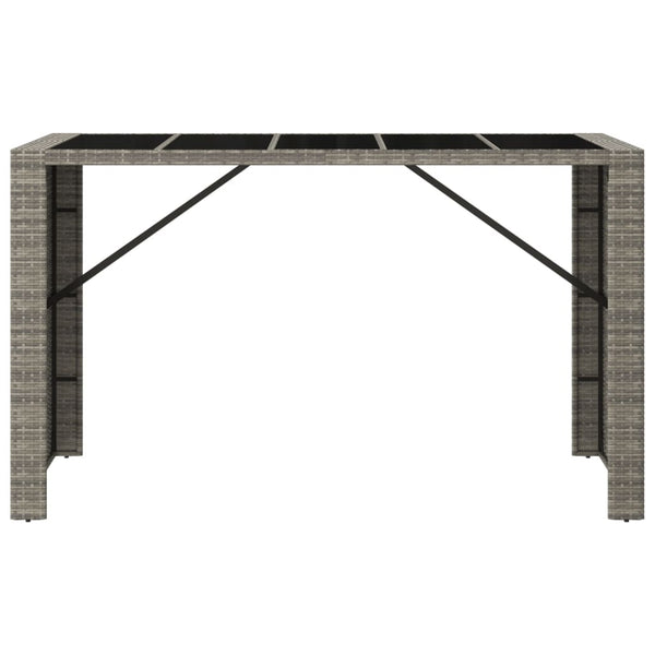 Grauer Bartisch Jenu 185x80x110cm (mit Glasplatte, Polyrattan)