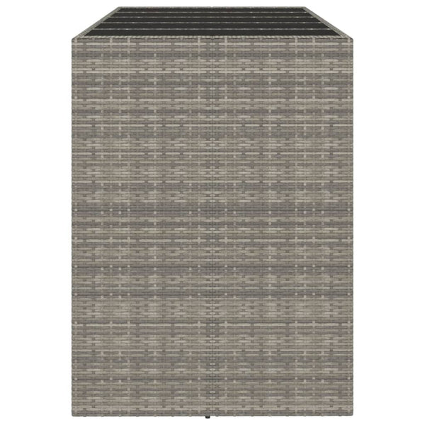 Grauer Bartisch Jenu 185x80x110cm (mit Glasplatte, Polyrattan)