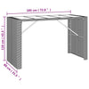 Grauer Bartisch Jenu 185x80x110cm (mit Glasplatte, Polyrattan)