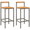 Graue Barhocker Aigul (2er Set Akazienholz und Polyrattan)