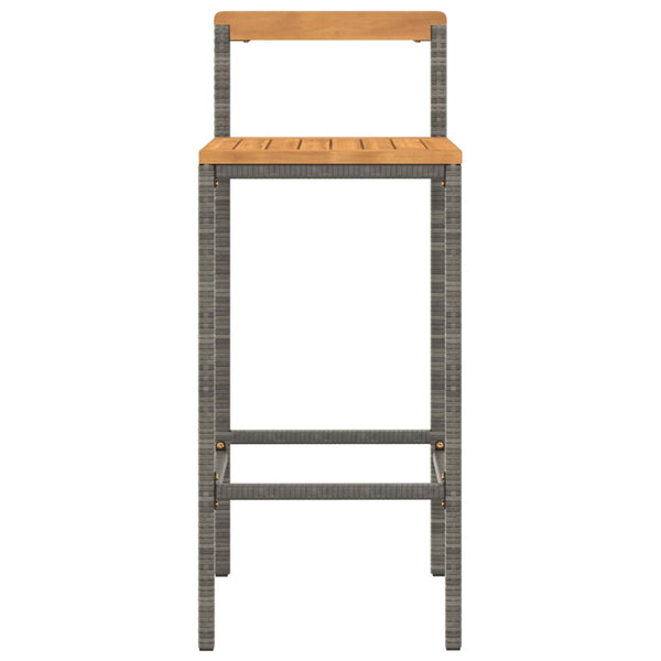 Graue Barhocker Aigul (2er Set Akazienholz und Polyrattan)