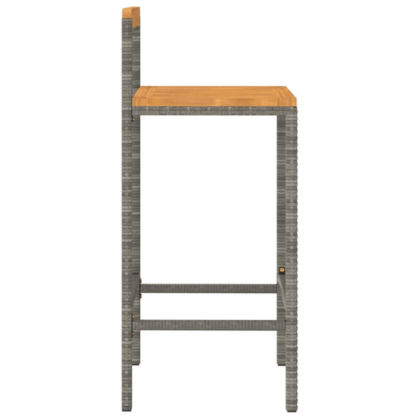 Graue Barhocker Aigul (2er Set Akazienholz und Polyrattan)