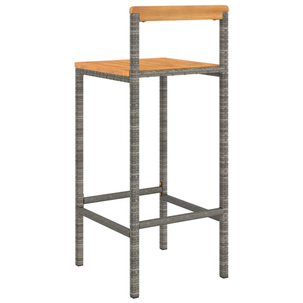 Graue Barhocker Aigul (2er Set Akazienholz und Polyrattan)