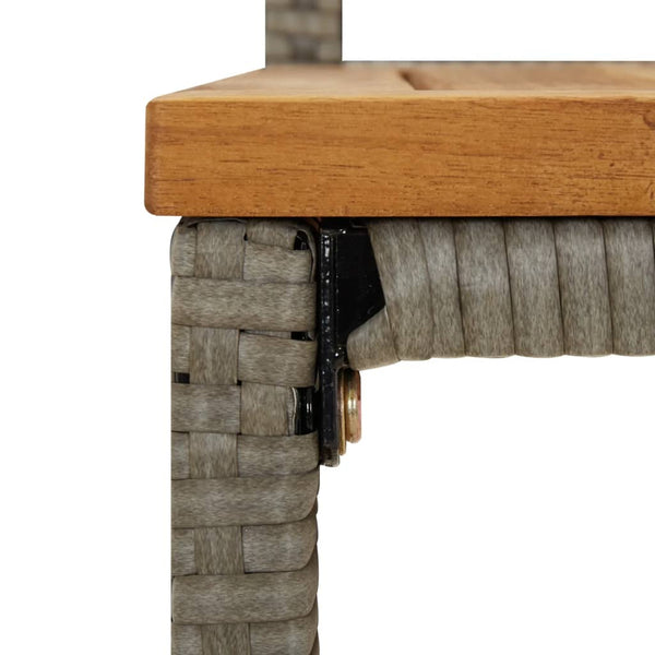 Graue Barhocker Aigul (2er Set Akazienholz und Polyrattan)