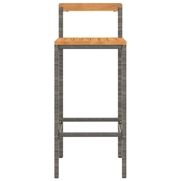 Graue Barhocker Aigul (4 Stück Polyrattan und Akazienholz)