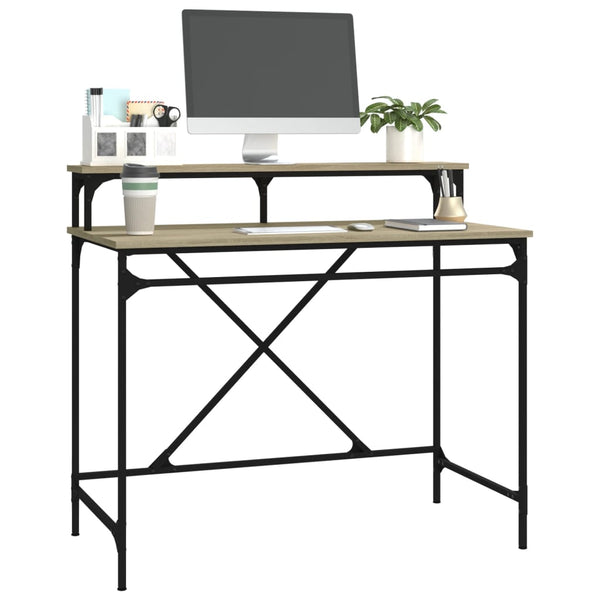 Sonoma Eiche Schreibtisch Franklin 100x50x90cm (Holz und Eisen)