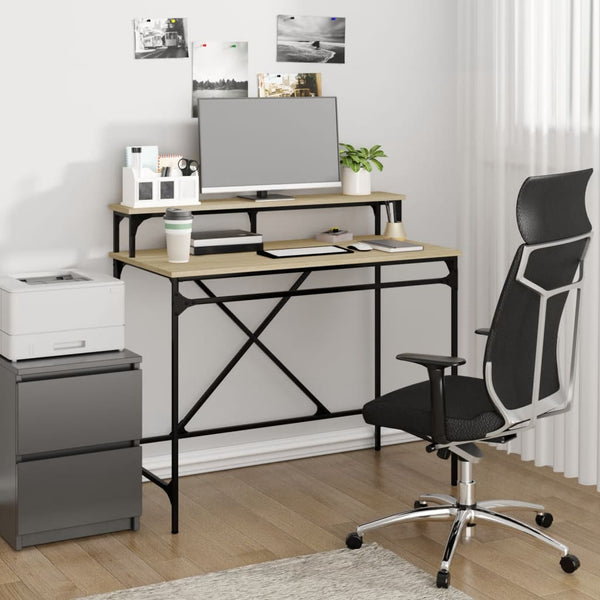 Sonoma Eiche Schreibtisch Franklin 100x50x90cm (Holz und Eisen)