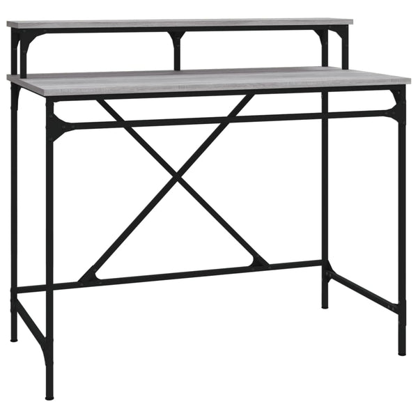 Grauer Schreibtisch Franklin 100x50x90cm (Holz und Eisen)