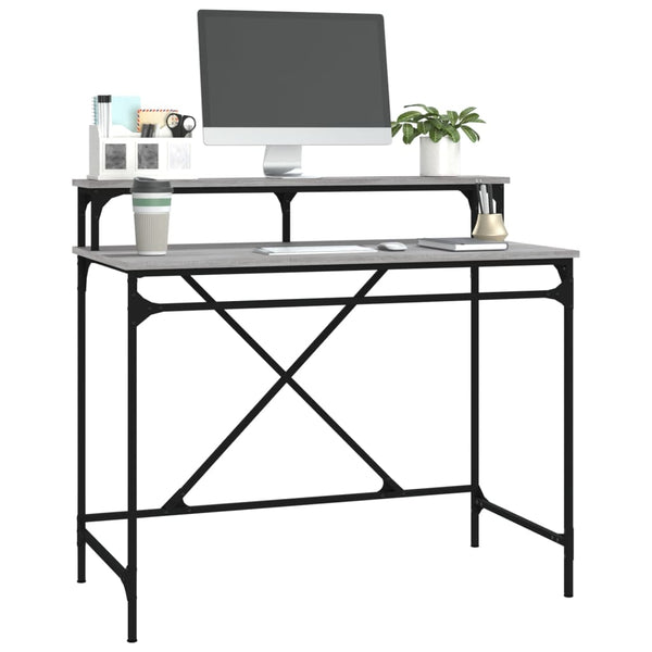 Grauer Schreibtisch Franklin 100x50x90cm (Holz und Eisen)