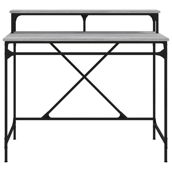 Grauer Schreibtisch Franklin 100x50x90cm (Holz und Eisen)