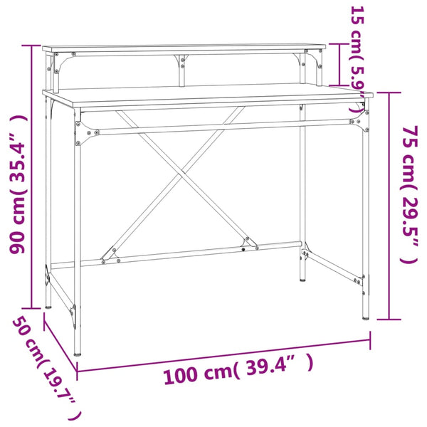Grauer Schreibtisch Franklin 100x50x90cm (Holz und Eisen)