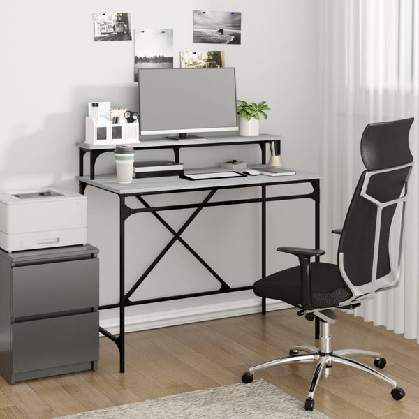 Grauer Schreibtisch Franklin 100x50x90cm (Holz und Eisen)