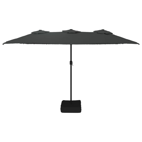 Anthrazitfarbener Doppelschirm mit LED-Beleuchtung Csik 449x245cm