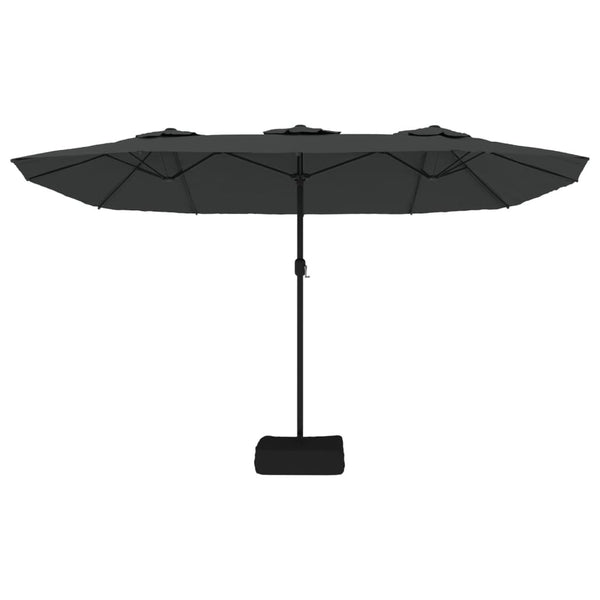 Anthrazitfarbener Doppelschirm mit LED-Beleuchtung Csik 449x245cm